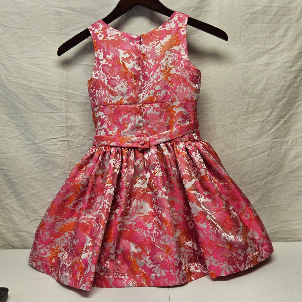 Zoe Ltd Dress Kids Size 12 Pink Abstract Floral Rosette Sleeveless Party Formal - Picture 5 of 9